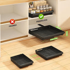 2 Pack Pull Out Cabinet Organizers Expandable (11.6''-17.5''), Plastic Slide Out Drawers for Kitchen, Bathroom, Pantry, Under Sink Storage, Pull Out Drawers Fixed with Adhesive Nano Film (Black)