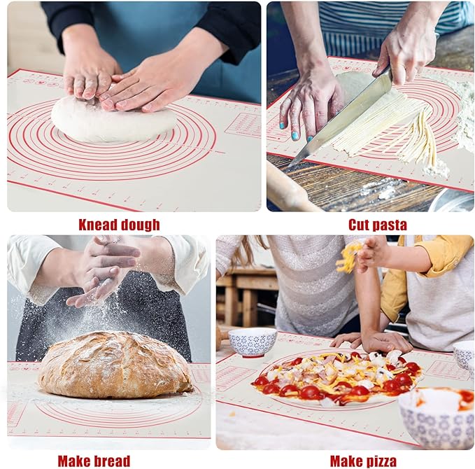 Silicone Baking Mat, 16" x 24" - Non-Slip Pastry Mat for Rolling Dough, Pie Crust & Fondant, Oven Liner with Measurement