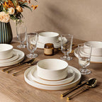 AmorArc Ceramic Dinnerware Set for 8 | Speckled Stoneware Plates and Bowls with Rustic Terracotta Underside| Scratch Resistant,Dishwasher & Microwave Safe Dishes Sets- 24pcs