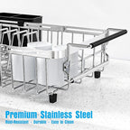 Expandable Over The Sink Dish Drying Rack, Anti-Rust Stainless Steel in Sink Dish Drainer with Cutlery Holder, Counter Space Saving Sturdy Sink Drying Rack for Many Kitchen Drain Task