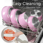15Pcs Pots and Pans Set Non Stick, Cookware Sets with Detachable Handle, Nonstick RV Kitchen Cooking Tools Removable Handles, Oven Safe, Induction Fast, Stackable Induction Cookware, Pink