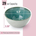 Brew To A Tea BTaT- Ceramic Cereal Bowls, 29 oz, 6 Pack, 6.3 Inches, Glazed Colors Inside, Chip-Resistant Dishwasher & Microwave Safe Bowls for Cereal, Soup, Salads, Snacks, Side Dishes