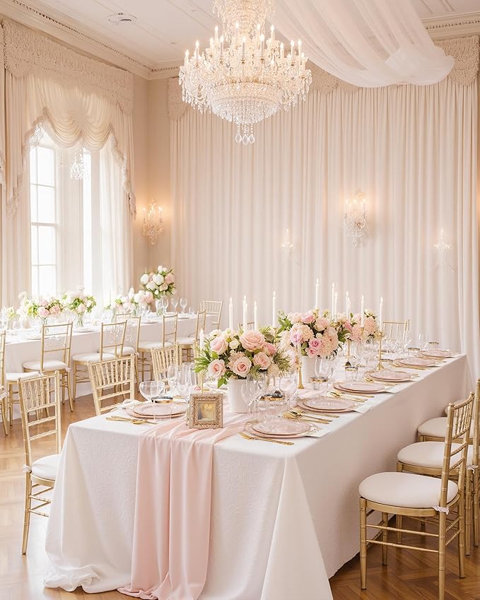 Nervure 350PCS Pink Plastic Plates - Pink Plastic Dinnerware Sets for 50 Guests - 100 Disposable Plates, 150 Gold Silverware, 50 Cups, 50 Napkins Perfect for Wedding & Party & Mother's Day