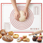 Silicone Baking Mat Non-Slip with Measurements & Conversion Chart, Large 27.5 x 19.7 Inch Baking Mat for Rolling Pin, Dough Kneading, Sourdough Bread Baking Supplies, Kitchen Silicone Mat