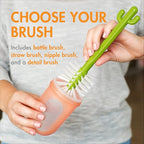 Boon Cacti Bottle Cleaning Brush Set - Includes Bottle Brush,Nipple-Brush,Detail-Brush,and Straw-Brush - Baby-Bottle-Brush Set for-Bottle Drying Rack - Baby Essentials -,4 Count (Pack of 12)