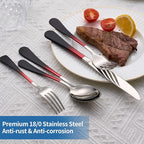 20-Piece Black Red Silverware Set, 18/0 Stainless Steel Colorful Handle Flatware Set,Service for 4,Modern Cutlery Set Includes Dinner Knives Forks Spoons,Mirror Polished,Dishwasher Safe