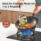 11" Round Bottom Carbon Steel Wok, Traditional Chinese Stir Fry Pan for Gas Stove & Wok Ring, Round-Bottom Induction Wok Burner Compatible, Uncoated Small Wok Pan