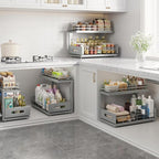 Under Sink Organizer Upgrade To Professional Rails,2-Tier Dual Pull Out Cabinet Storage,Height Adjustable Slide Out Drawers For Bathroom Kitchen,2 Pack-16.7"Dx12.8"-16.9"H,Gun Gray