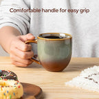 theterra Ceramic Coffee Mugs Set of 6, 12oz Handmade Coffee Cups with Handle for Latte, Tea, Milk, Beer, Hot Cocoa, Sage Umber