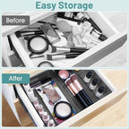 WOWBOX 25 PCS Plastic Drawer Organizer Set, Desk Drawer Divider Organizers and Storage Bins for Makeup, Jewelry, Gadgets for Kitchen, Bedroom, Bathroom, Office, Black