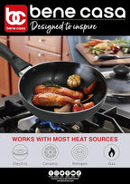 Bene Casa - Black Nonstick Aluminum Frying Pan with Glass Lid (6") - Dishwasher Safe for Easy Cleaning