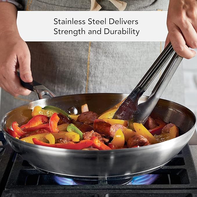 KitchenAid 71025 Stainless Steel Frying Pan/Skillet, 12 Inch - Brushed Stainless Steel