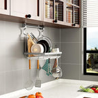 TQVAI Over Sink Dish Drainer Drying Rack, Stainless Steel Foldable Wall Mounted Dish Racks with Drainboard Hanging Rod and Sponge Holder, Silver