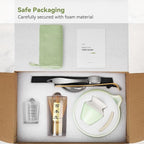Matcha Whisk Set, Matcha Kit 10-Pcs, Bamboo Whisk and Ceramic Bowl with Spout & Measuring Spoon & Cup, Japanese Ceremony Matcha Tea Powder Making Tools, Light Green