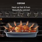 CAROTE 7-Piece Nonstick Stackable Baking Pans Set - Bakeware Sets Including Cookie Sheets for Baking, Muffin Pan, Bread Pan, Cake pan, Loaf Pan, Roasting Pan, Gray & Blue