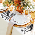 Black Silverware Hollow Flatware Set for 4 Stainless Steel Cutlery 20 Piece Hanging Forks Spoons and Knives Unique Eating Utensils for Home Restaurant Parties