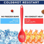 Boao 4 Pcs Silicone Spoons for Cooking 10.6 Inch Large Nonstick Serving Spoons Heat Resistant Slotted Spoon for Mixing & Stirring Kitchen Cooking Utensils, Dishwasher Safe(Mixed Colors)