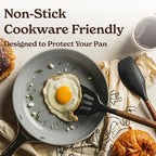 Silicone Kitchen Utensils Set & Holder: Cooking Utensils Set - Kitchen Essentials for New Home & 1st Apartment- Silicone Spatula Set, Cooking Spoons for Nonstick Cookware (Acacia Wood, Grey)