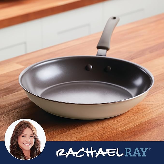 Rachael Ray Cook + Create Nonstick Frying Pan/Skillet, 12.5 Inch - Almond