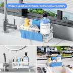 Kitchen Sink Sponge Holder - Self-Draining, Detachable Dish Cloth Holder, Rustproof Kitchen Countertop Organizer (White)