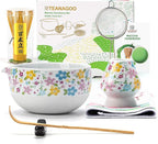 TEANAGOO Matcha Whisk Set,7 Pcs Matcha Set White,Ceremony Matcha Kit,Matcha Tea Set for Making Latte,Ceramic Bowl(chawan) whith Spout and Whisk,Gift for Matcha Lovers