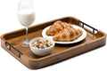 TIDITA Large Serving Tray with Handles - 20”x14” Rectangle Ottoman Tray, Wooden Tray for Ottoman, Wooden Ottoman Tray for Living Room - Decorative Trays for Coffee Table with Round Edge for Breakfast
