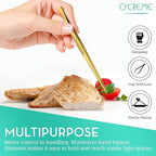 O'Creme 10 Inch Blue Precision Stainless Steel Kitchen Tweezer Tongs with Serrated Tips for Gripping