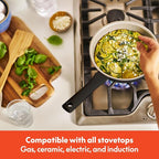 bella 7 Piece Cookware Set with EverGood™ Ceramic Nonstick Coating, Dishwasher Safe Oven Safe, All Stovetops Compatible, Glass Lids with Silicone Rims, Cool Touch Handles, Black