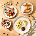Reactive Glaze Ceramic Plates and Bowls Sets for 4, Stoneware Dinnerware Sets, Housewarming Gifts, Chip Resistant Microwave Dishwasher Safe, 12 Pcs Dish Set White