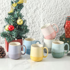 HASENSE Porcelain Coffee Mugs Set of 6, 15oz Large Ceramic Cups with Handle, Microwave & Dishwasher Safe for Latte Tea Cappuccino Gift for Women Men,Colorful