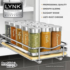 LYNK PROFESSIONAL® Élite™ Pull Out Spice Rack Organizer for Inside Kitchen Cabinets - 6-3/8 inch Wide - Slide Out Drawer – Wood/Chrome Sliding Spice Organization for cabinet - Spice Racks - 1 Tier