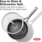 OXO Hybrid 2.5QT Nonstick Saucepan with Glass Lid, PFAS-Free Ceramic Chef Pot, Oven Safe to 850F, Induction & All Cooktop Compatible, Dishwasher Safe, Mirror Polished Tri-Ply