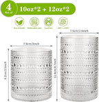 Hobnail Drinking Glasses Set of 4, 10oz Kitchen Water Glasses Cup & 12oz Vintage Cocktail Glasses Drinkware Set for Whisky, Juice, Wine, Milk