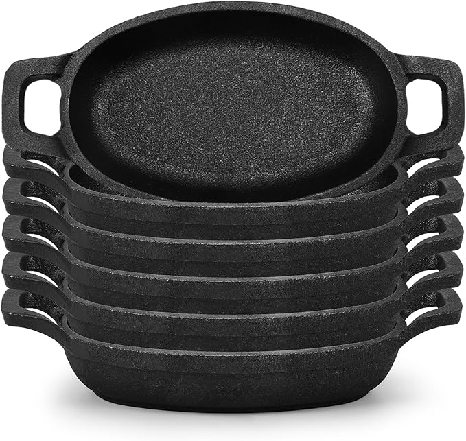 Uiifan 6 Pieces Mini Cast Iron Skillet Set, Individual Serving Oven & Stovetop Pans for Baking, Roasting, Grilling & Appetizers for Parties, Restaurants & Home Kitchens