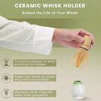 Matcha Set: Matcha Bowl with Spout, Whisk, Whisk Holder, Bamboo Spoon & Scoop - 6 Pcs, Green, Bamboo