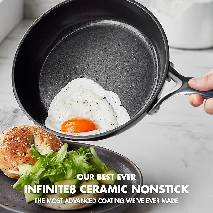 GreenPan 9.5” & 11” Ceramic Nonstick Frying Pan Skillet Set, PFAS-Free, Hard Anodized Cookware, Induction Compatible & All Cooktops, Dishwasher & Oven Safe, GP5 Stay-Flat Surface, Black