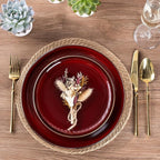 GBHOME Dinnerware Sets for 4, 12 Pieces Stoneware Plates and Bowls Sets, Scratch Resistant Ceramic Dishes, Dishwasher & Microwave Safe, Reactive Glaze-Burgundy
