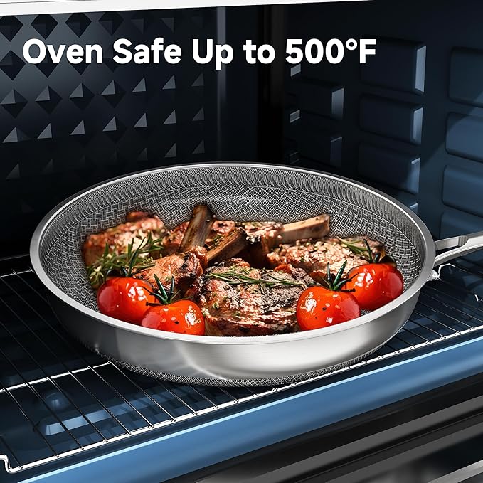 LOLYKITCH 7 QT & 12 Inch Ceramic Nonstick Pan Set – Tri-Ply Stainless Steel Large Sauté Pan with Lid & Frying Pan – Removable Handle for Easy Storage, PFOA-Free, Induction & Oven Safe