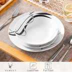 VEWEET Porcelain Dinnerware Sets for 6, 18 Pieces Plates and Bowls Set with Black and Grey Ribbon Lines, Dishes Set Dining Ware for Dinner, Microwave and Dishwasher Safe, Series FIONA