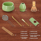 8 Pcs Matcha Whisk Set: Matcha Bowl, Whisk and Holder, Cleaning Brush, Bamboo Scoop, 304 Sifter, Tool Holder, Tea Mat – Matcha Set Kit Gifts for Women, Mom, Valentines Day (Green)
