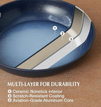 KOCH SYSTEME CS Small Frying Pan, Nonstick 8 Inch Frying Pan with Non Toxic Ceramic Coatings, Fry Pan Nonstick, Small Skillet, Omelet Pans, Oven Safe, Gradient Blue