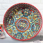 4 Pack Large Serving Bowls, 80 Oz Extra Large Salad Bowls Set of 4, Bohemian Decorative Bowls for Salad, Fruit, Pasta and Dinner, Serving Dishes Set for Party, Dishwasher & Microwave Safe, Mix-color