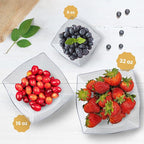 R-kay 6 Pack Square Plastic Serving Bowls - Clear Plastic bowls 32 Oz - Salad Bowls Large Serving, Premium Duty For Weddings Catering And Birthday parties