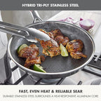 GreenPan Hybrid 12” Nonstick Stainless Steel Frying Pan with Lid, APEX Tri-Ply Thermobond PFAS-Free Ceramic Skillet, Induction & All Cooktop Compatible, Oven Temp to 850°F, Dishwasher Safe, Silver