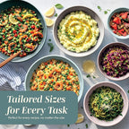 COOK WITH COLOR Mixing Bowls with TPR Lids - 12 Piece Plastic Nesting Bowls Set includes 6 Prep Bowls and 6 Lids, Microwave Safe (Teal)
