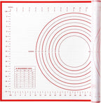 Yansumi silicone pastry non stick baking mat with measurement fondant mat with three sizes for silicone baking mat, counter mat, dough rolling mat,fondant/pie crust mat (Red, 24"L x 16"W)