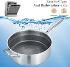 LOLYKITCH 12 Inch Deep Frying Pan with Lid, Nonstick 5QT Tri-Ply Stainless Steel Sauté Pan with Ceramic Coating, PFOA & PFOS Free, Induction Cooking Skillet, Dishwasher and Oven Safe