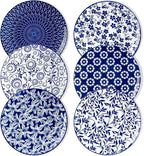 vancasso Ceramic Salad Plates Set of 6, Small Vintage 8.25 Inch Plate Set of 6 for Kitchen, Porcelain Blue and White Dessert Plates for Kitchen, Microwave Oven Dishwasher Safe, Vintage Gift
