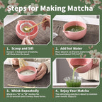 Matcha Whisk Set 5 Pcs, Matcha Kit Set Includes Matcha Bowl, Matcha Whisk and Holder, Bamboo Scoop and Sifter, Ceramic Matcha Set, Matcha Tea Set, Ideal Gift for Family/Friend (Pink)