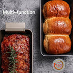 HONGBAKE 4 Pack Meatloaf Pan with Drain Tray, 9 x 5 Inches Loaf Pans with Insert, Nonstick Meat Loaf for Baking, Grey